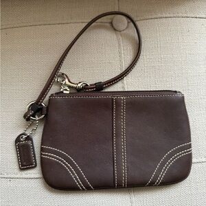 Vintage Coach Dark Brown Leather Wristlet